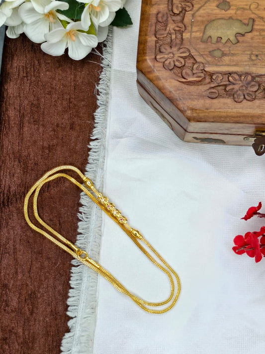 Foming Mugappu chain (1Gram Gold plated) Stone Model-9