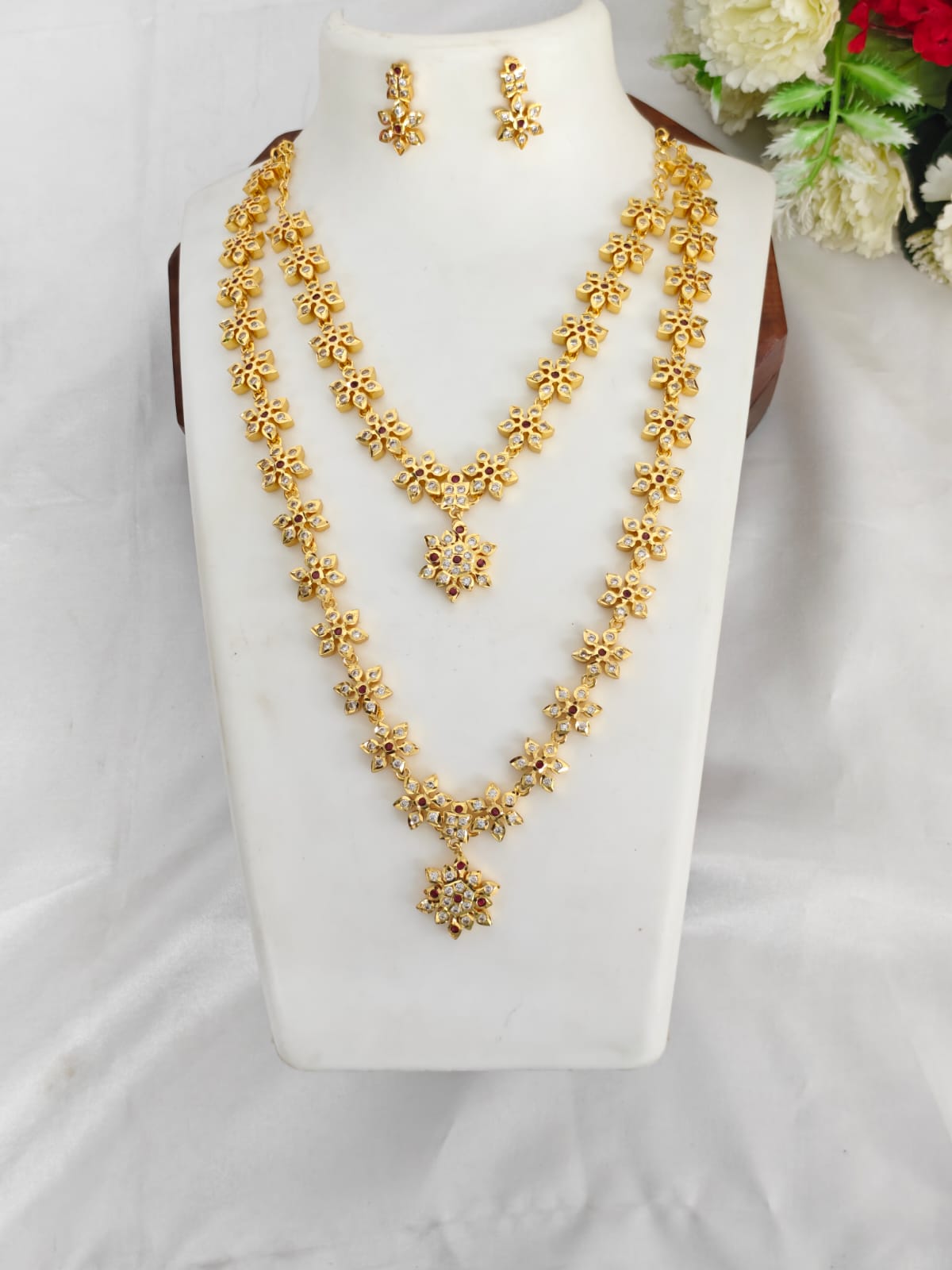 Elegant Impon Haram Combo Set for Women | Traditional Gold Polish Jewelry Set