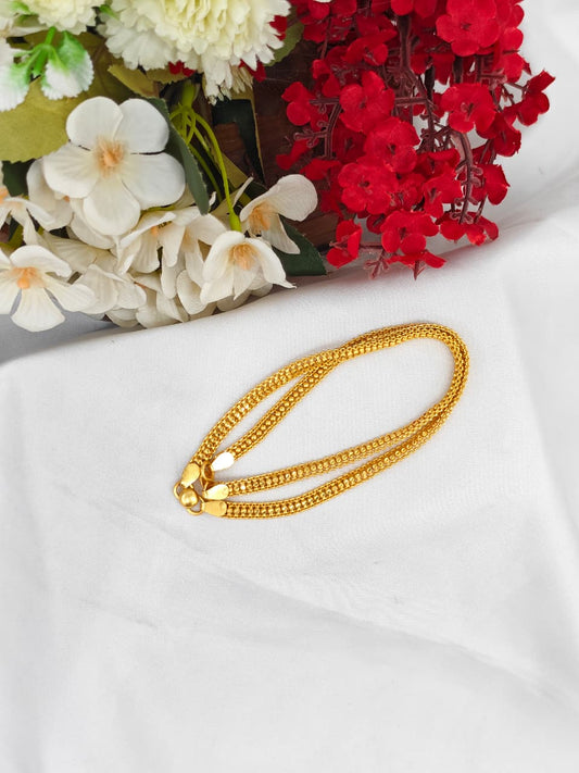 1 Gram Gold Plated Anklet for Women | Premium Gold Covering Ankle Chain | Traditional Daily Wear Jewellery