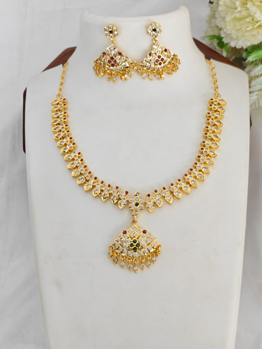 Women Impone Stone Necklace – Premium Gold Finish Traditional Design
