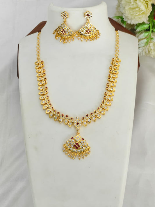 Women Impone Stone Necklace – Premium Gold Finish Traditional Design