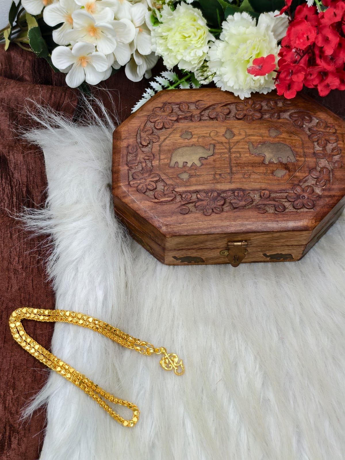 Forming matte finished (1Gram gold plated) Heart Chain With Doller