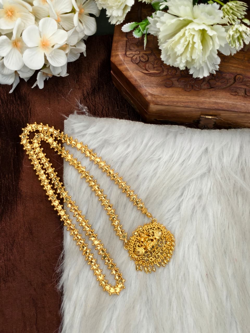 ✨Micro A Heart Dollar Chain Matte Finish Chain – Gold Plated Jewellery for Women✨
