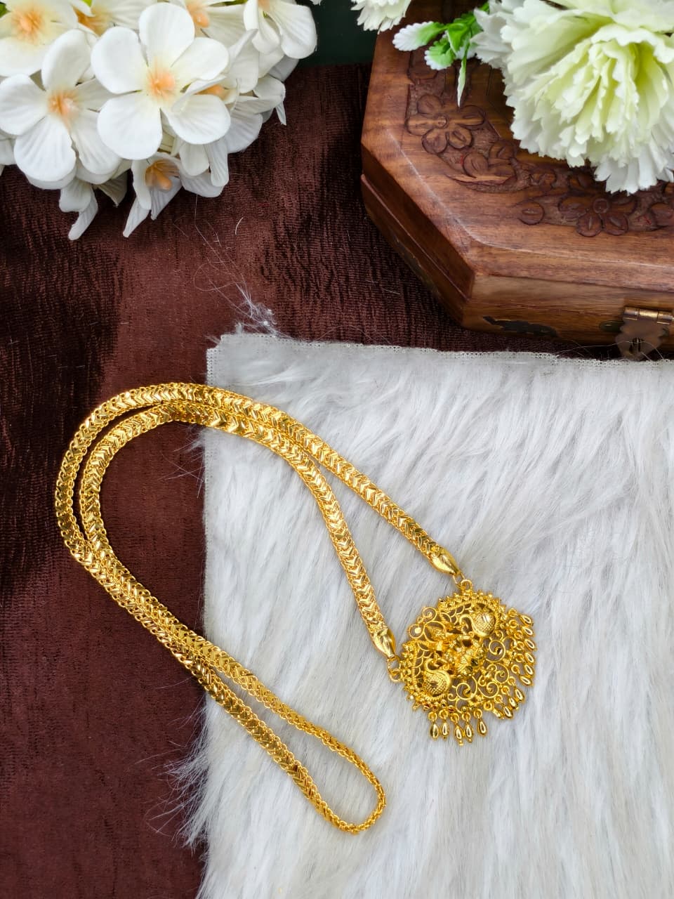 ✨Micro Vpatta Dollar Chain Matte Finish Chain – Gold Plated Jewellery for Women✨