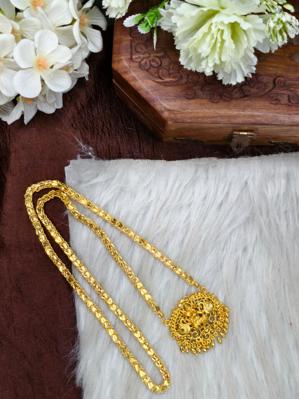 ✨Micro Heart Dollar Chain Matte Finish Chain – Gold Plated Jewellery for Women✨