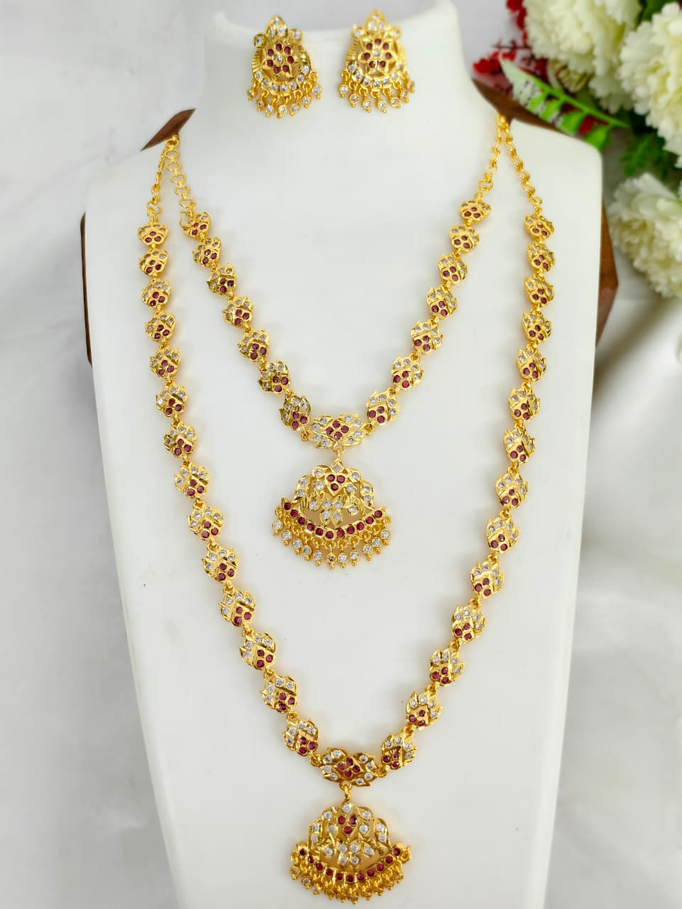 Elegant Impon Haram Combo Set for Women | Traditional Gold Polish Jewelry Set
