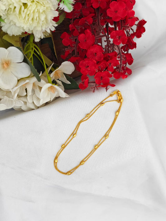 1 Gram Gold Plated Anklet for Women | Premium Gold Covering Ankle Chain | Traditional Daily Wear Jewellery
