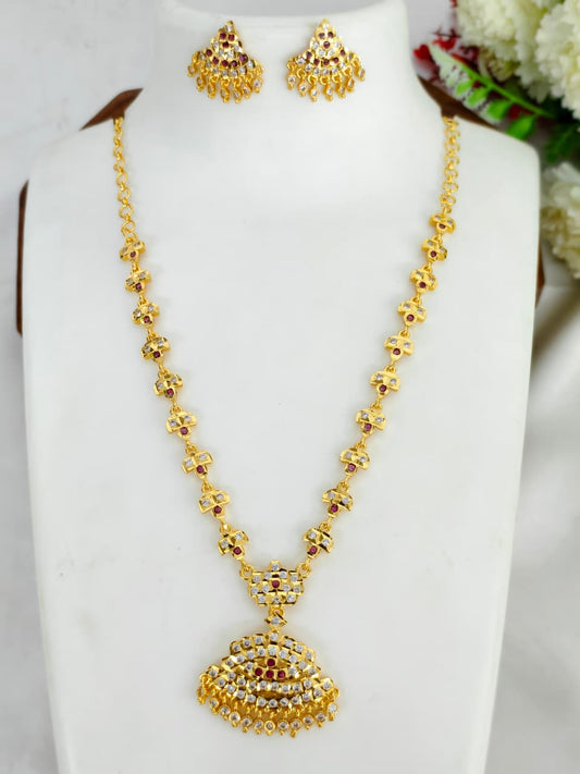 Women Impone Stone Necklace – Premium Gold Finish Traditional Design