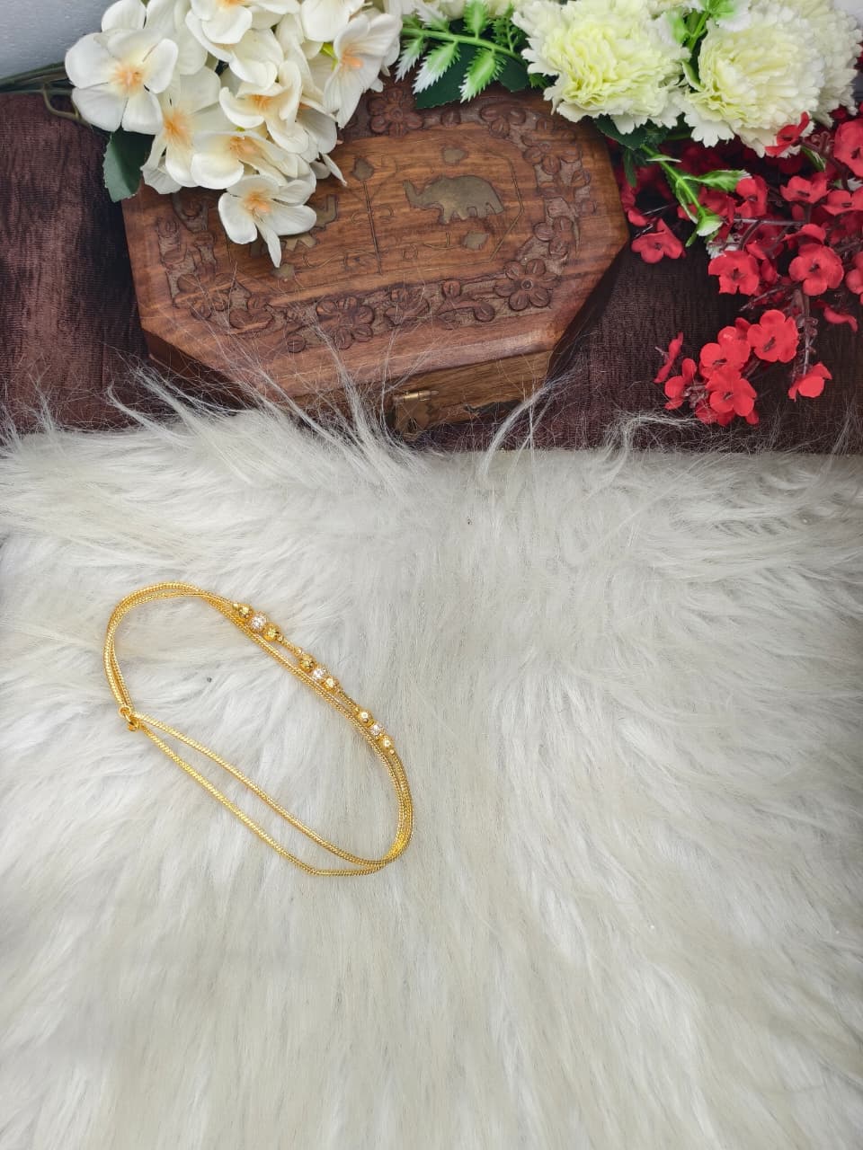 Mugappu chain (1Gram Gold plated) Stone Model