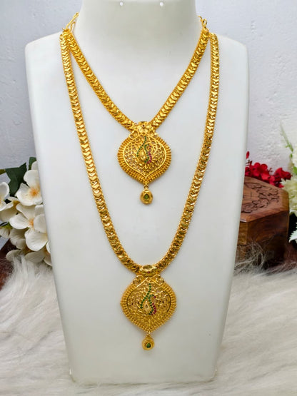 1 Gram Gold Plated Matte Finish Haram Necklace Combo for Women – Traditional Bridal Jewellery