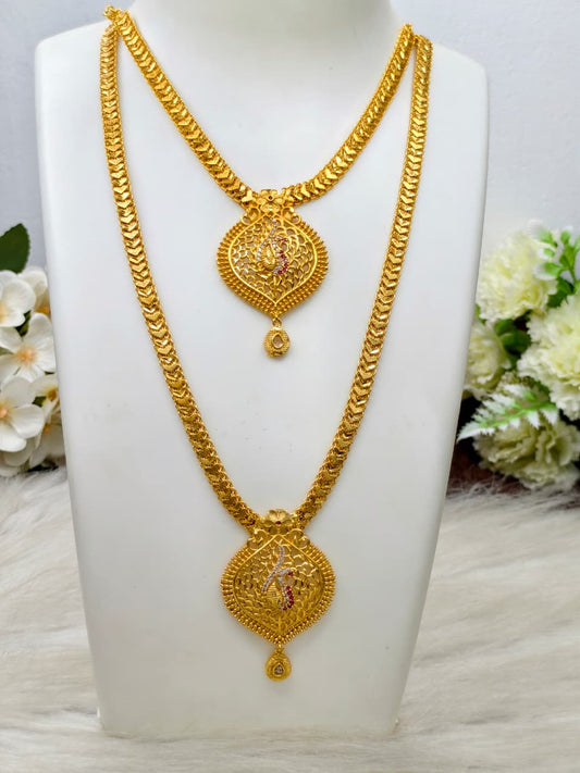 1 Gram Gold Plated Matte Finish Haram Necklace Combo for Women – Traditional Bridal Jewellery