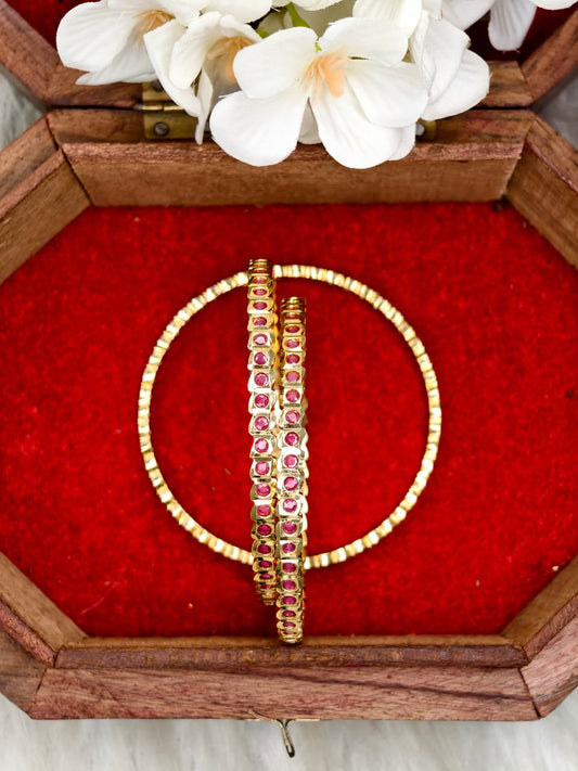 Traditional Impone Stone Bangles for Women – Premium Gold Look