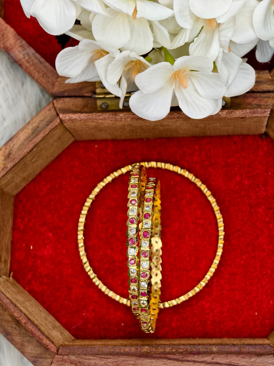 Traditional Impone Stone Bangles for Women – Premium Gold Look