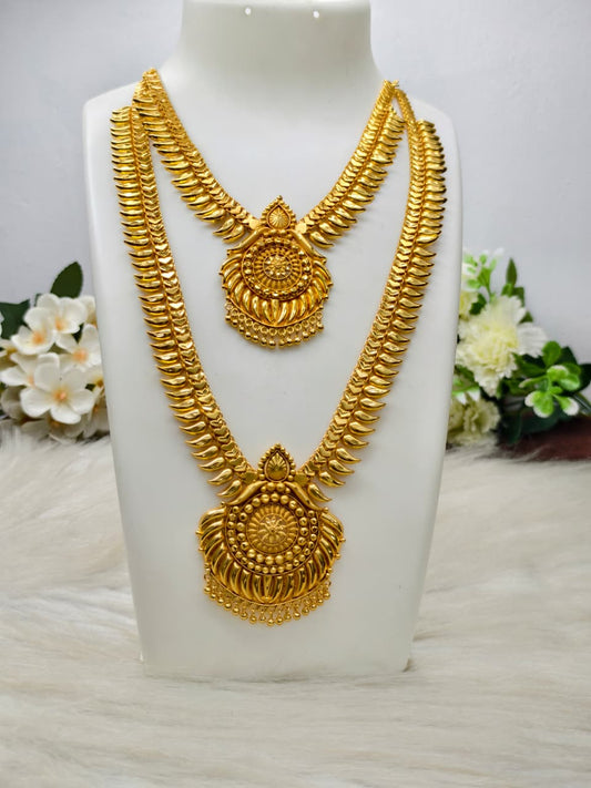 1 Gram Gold Plated Matte Finish Haram Necklace Combo for Women – Traditional Bridal Jewellery