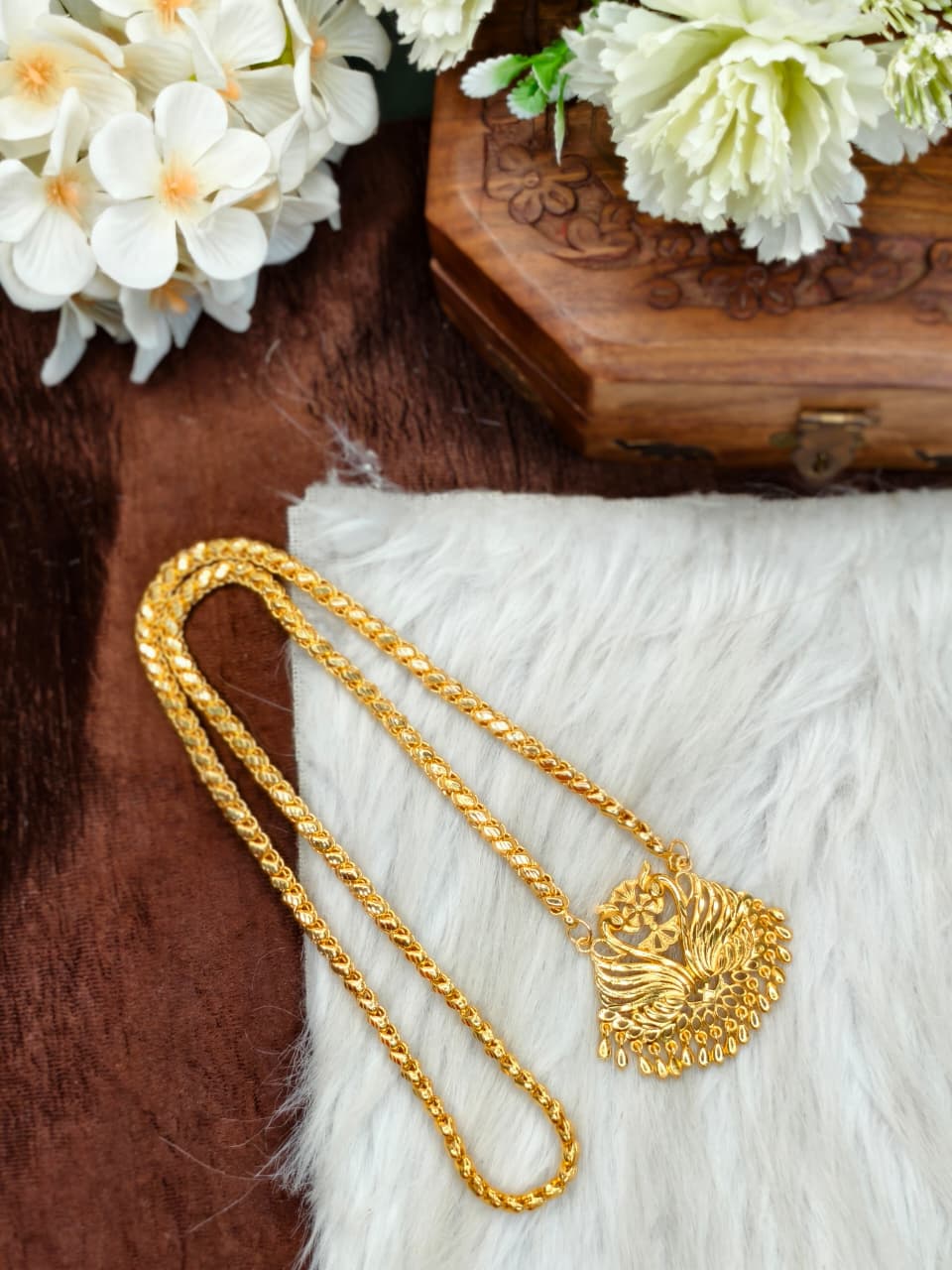 ✨Micro Sundari Dollar Chain Matte Finish Chain – Gold Plated Jewellery for Women✨