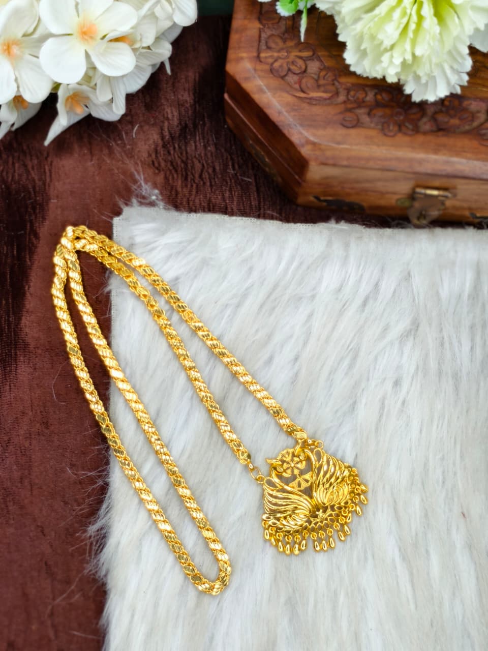 ✨Micro-Leaf Dollar chain Matte Finish Chain – Gold Plated Jewellery for Women✨