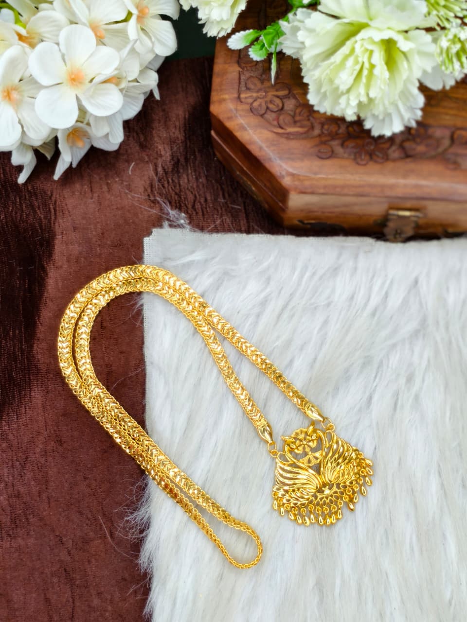 ✨Micro Vpatta Dollar Chain Matte Finish Chain – Gold Plated Jewellery for Women✨