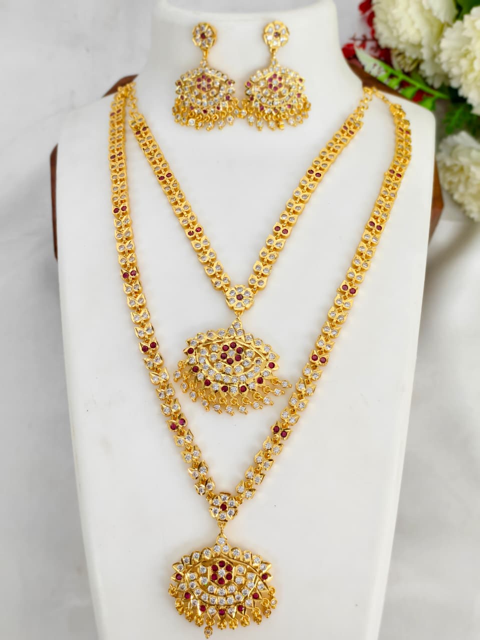 Elegant Impon Haram Combo Set for Women | Traditional Gold Polish Jewelry Set