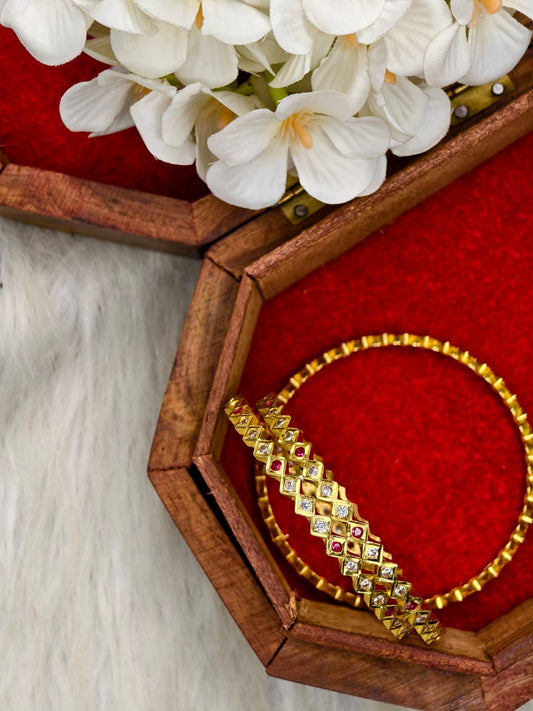 Traditional Impone Stone Bangles for Women – Premium Gold Look