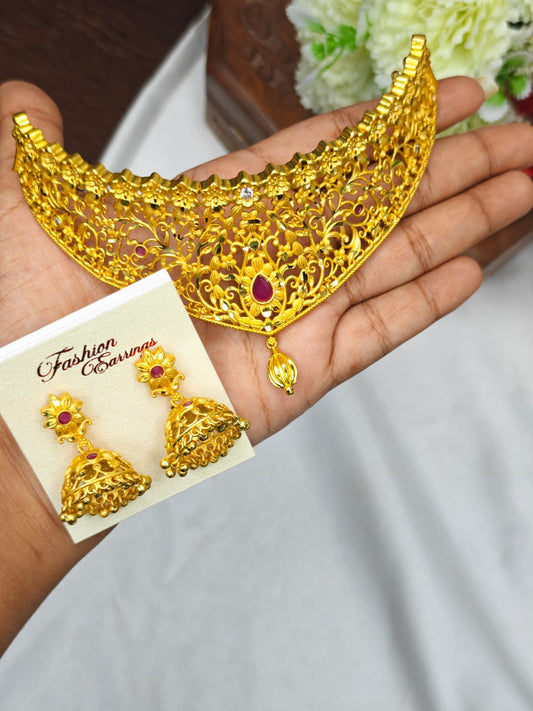 1 Gram Gold Plated Choker Necklace for Women | Traditional & Elegant Jewellery