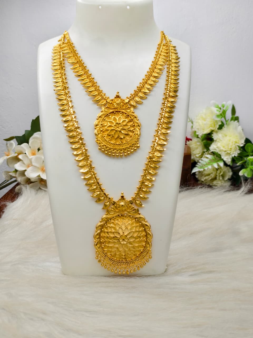 Gram Gold Plated Matte Finish Haram Necklace Combo for Women – Traditional Bridal Jewellery