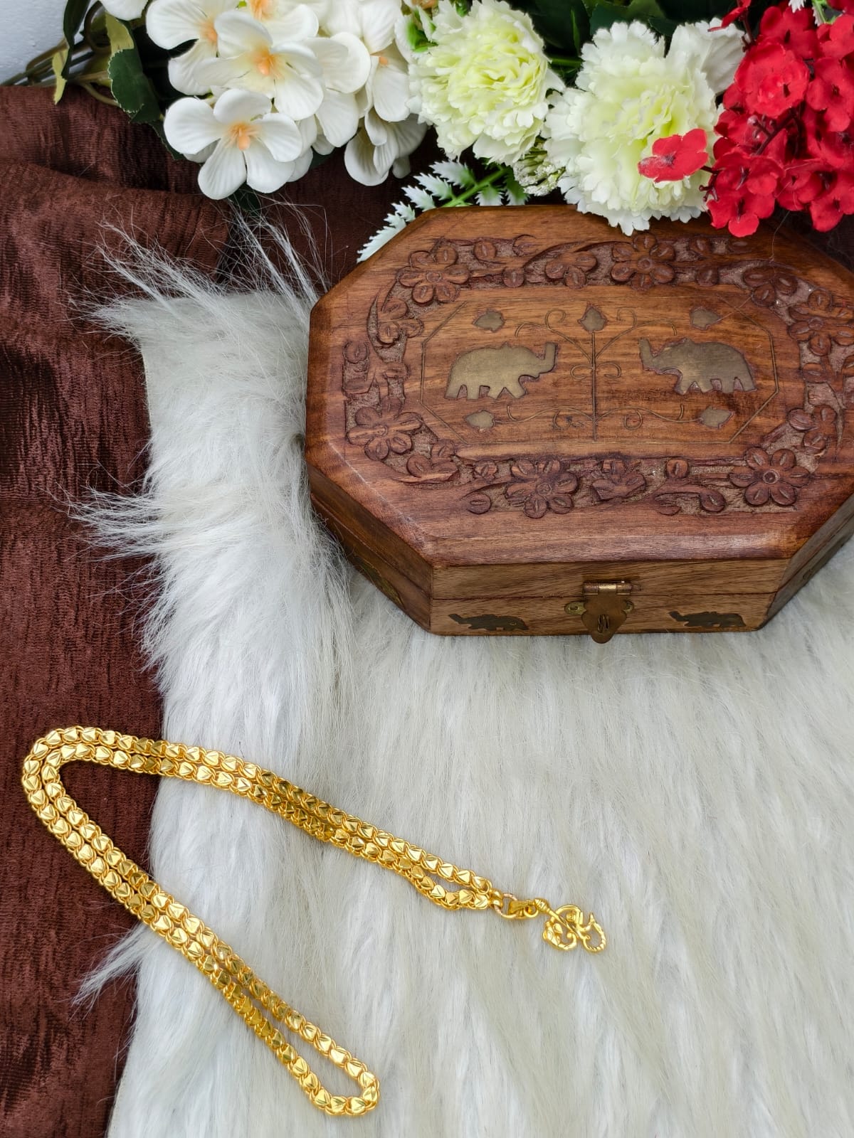 Forming matte finished (1Gram gold plated) Heart Chain With Doller