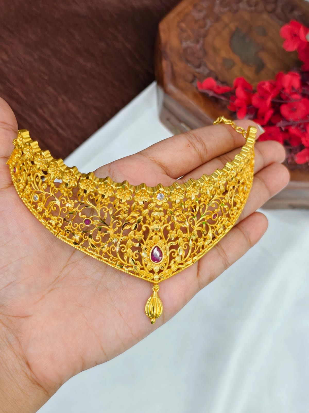 1 Gram Gold Plated Choker Necklace for Women | Traditional & Elegant Jewellery