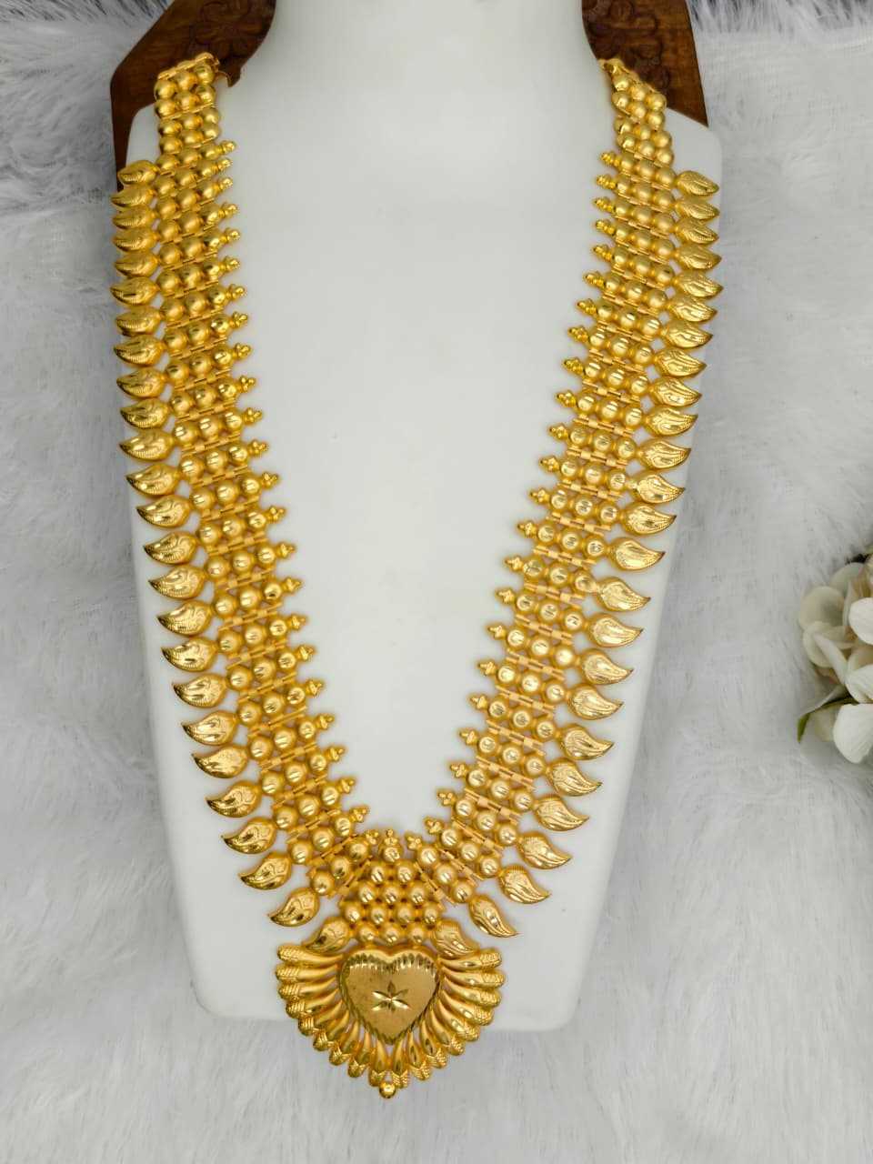 1 Gram Gold Plated Matte Finish Haram Necklace Combo for Women – Traditional Bridal Jewellery