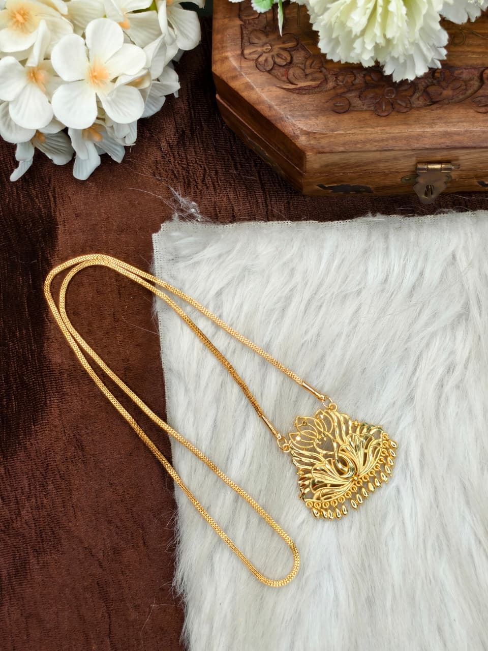 ✨Micro Box Dollar Chain Matte Finish Chain – Gold Plated Jewellery for Women✨