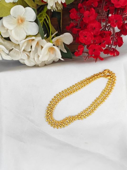 1 Gram Gold Plated Anklet for Women | Premium Gold Covering Ankle Chain | Traditional Daily Wear Jewellery