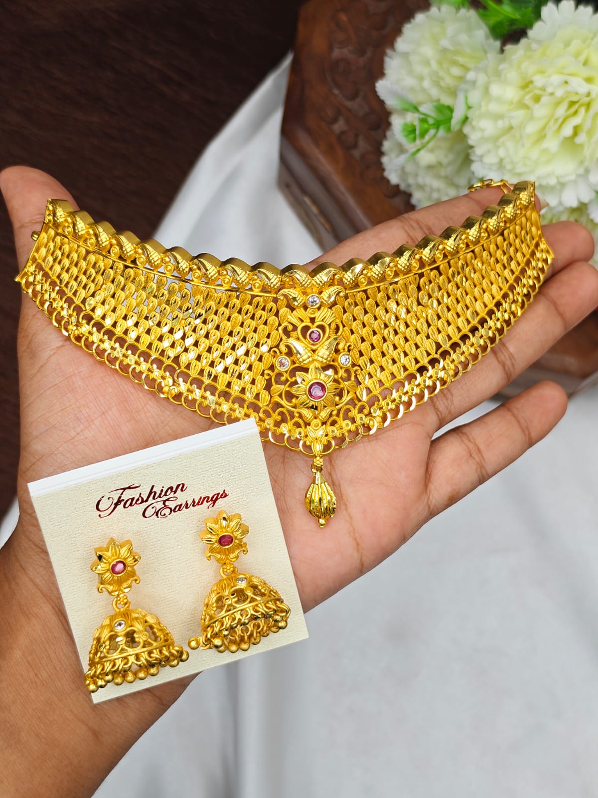 1 Gram Gold Plated Choker Necklace for Women | Traditional & Elegant Jewellery