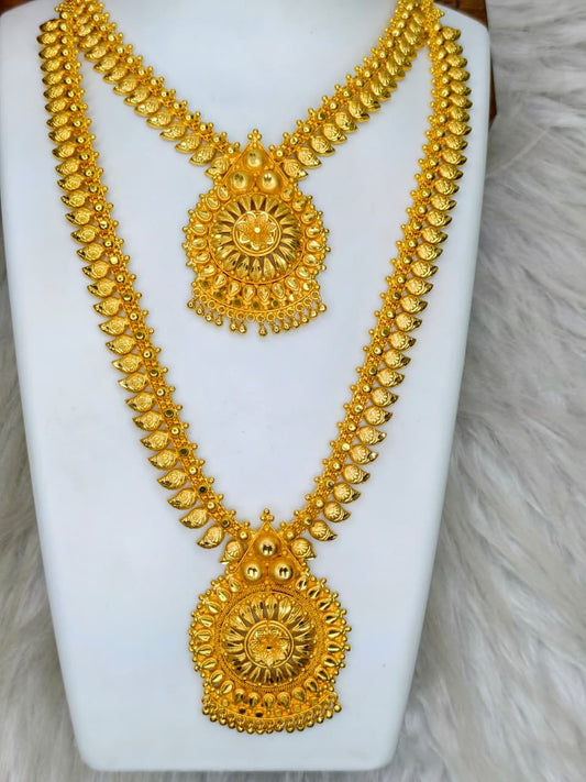 1 Gram Gold Plated Matte Finish Haram Necklace Combo for Women – Traditional Bridal Jewellery