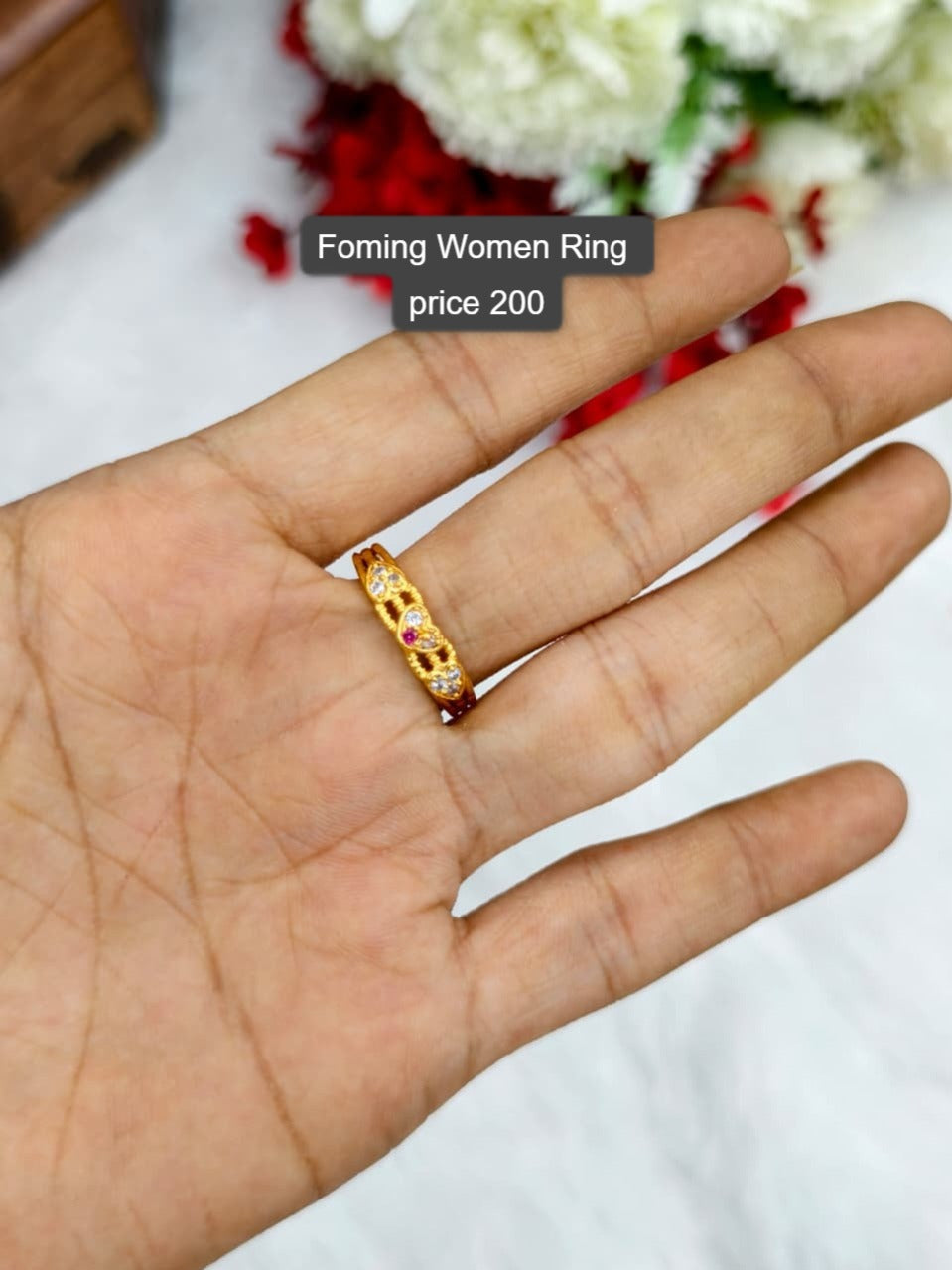 Elegant Women’s 1 Gram Gold Ring – Matte Finish