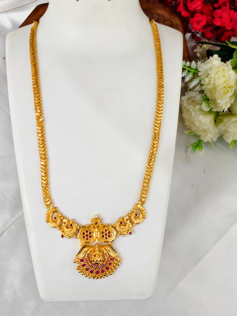 1 Gram Gold Plated Matte Finish Haram Necklace Combo for Women – Traditional Bridal Jewellery