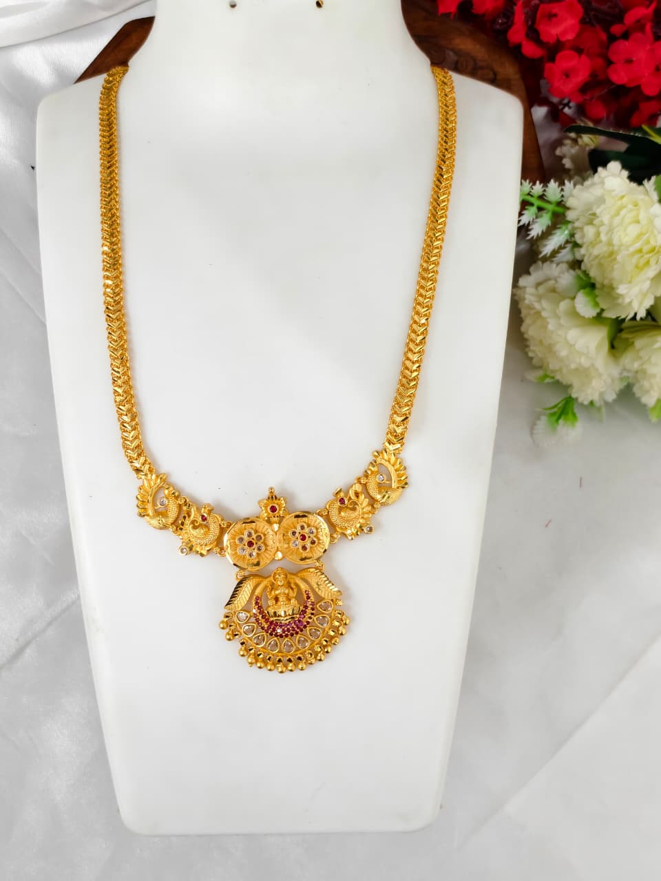 1 Gram Gold Plated Matte Finish Haram Necklace Combo for Women – Traditional Bridal Jewellery