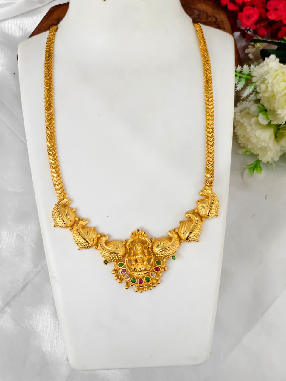 1 Gram Gold Plated Matte Finish Haram Necklace Combo for Women – Traditional Bridal Jewellery