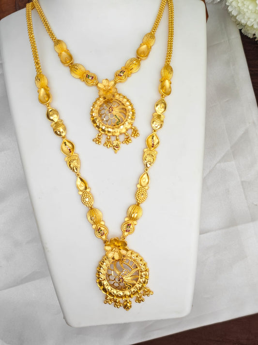 1 Gram Gold Plated Matte Finish Haram Necklace Combo for Women – Traditional Bridal Jewellery