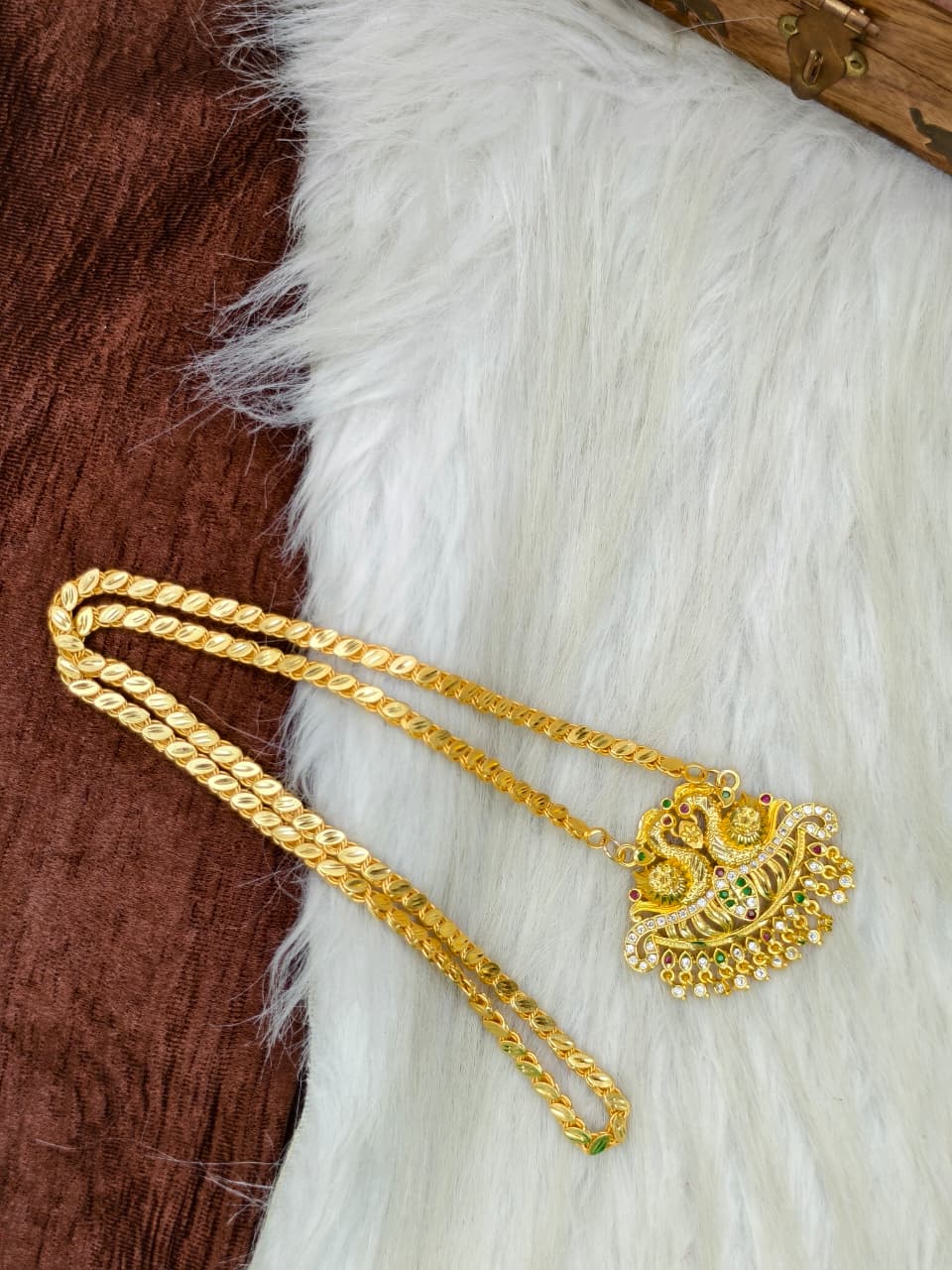 ✨Stone Dollar Matte Finish Chain – Gold Plated Jewellery for Women✨