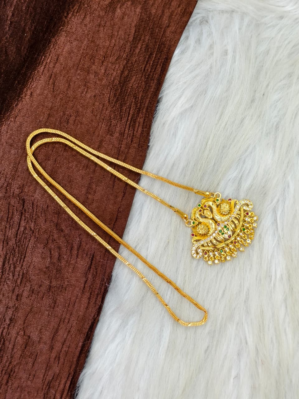 ✨Stone Dollar Matte Finish Chain – Gold Plated Jewellery for Women✨