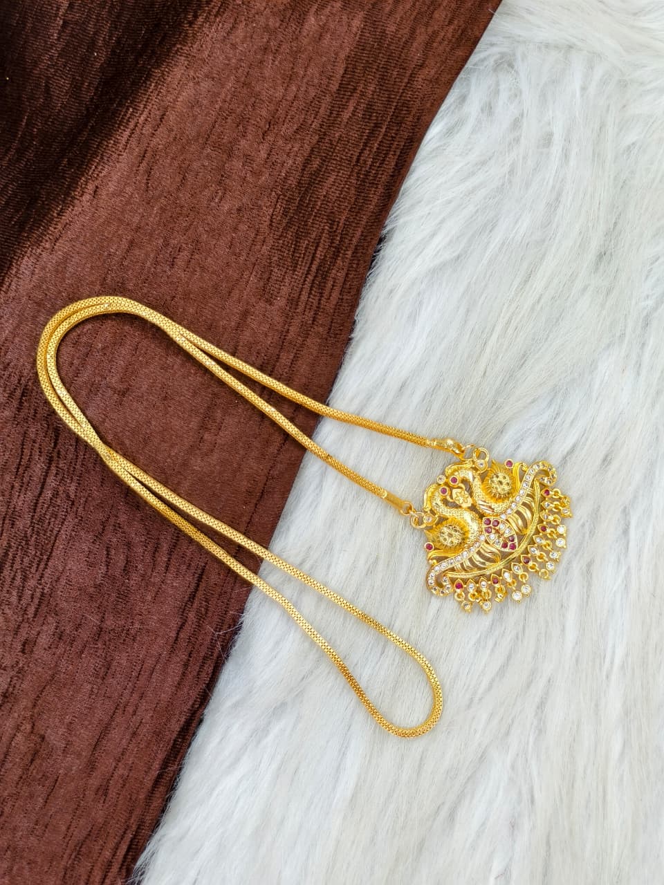 ✨Stone Dollar Matte Finish Chain – Gold Plated Jewellery for Women✨