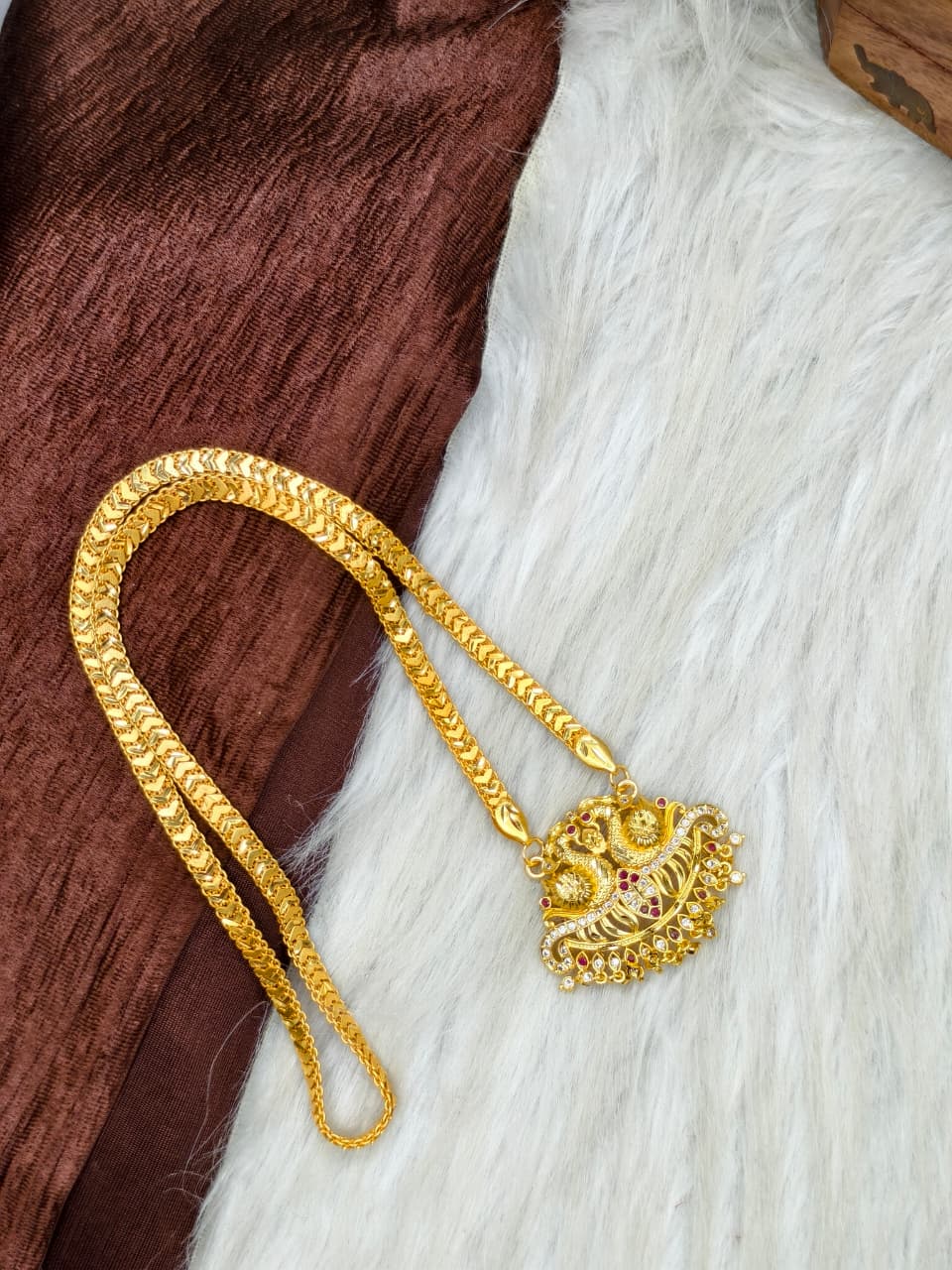✨Stone Dollar Matte Finish Chain – Gold Plated Jewellery for Women✨