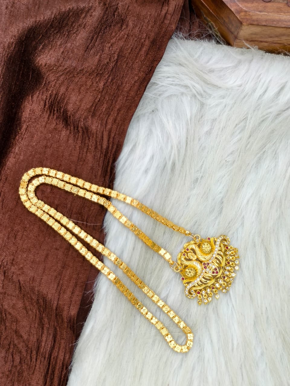 ✨Stone Dollar Matte Finish Chain – Gold Plated Jewellery for Women✨