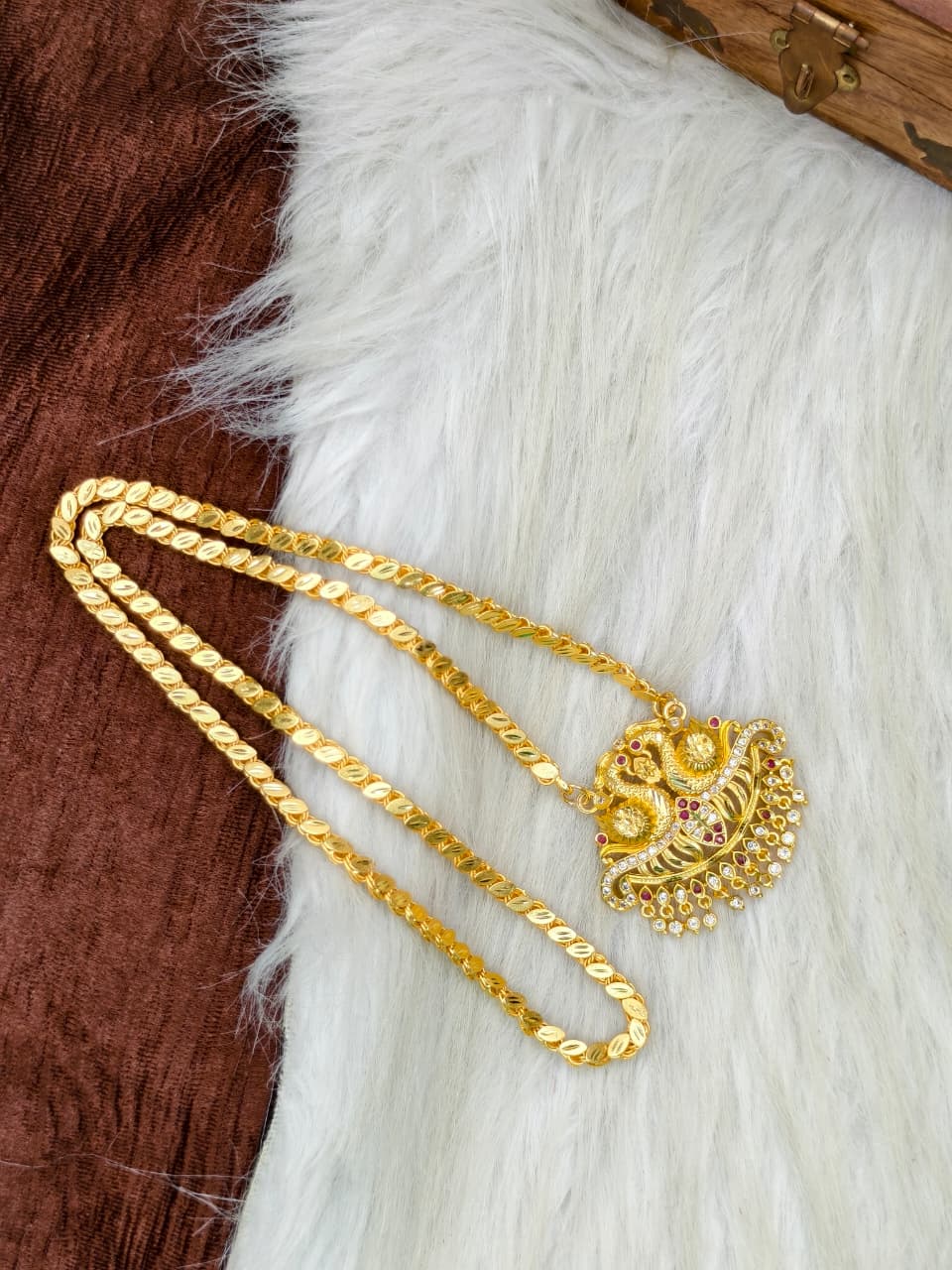 ✨Stone Dollar Matte Finish Chain – Gold Plated Jewellery for Women✨