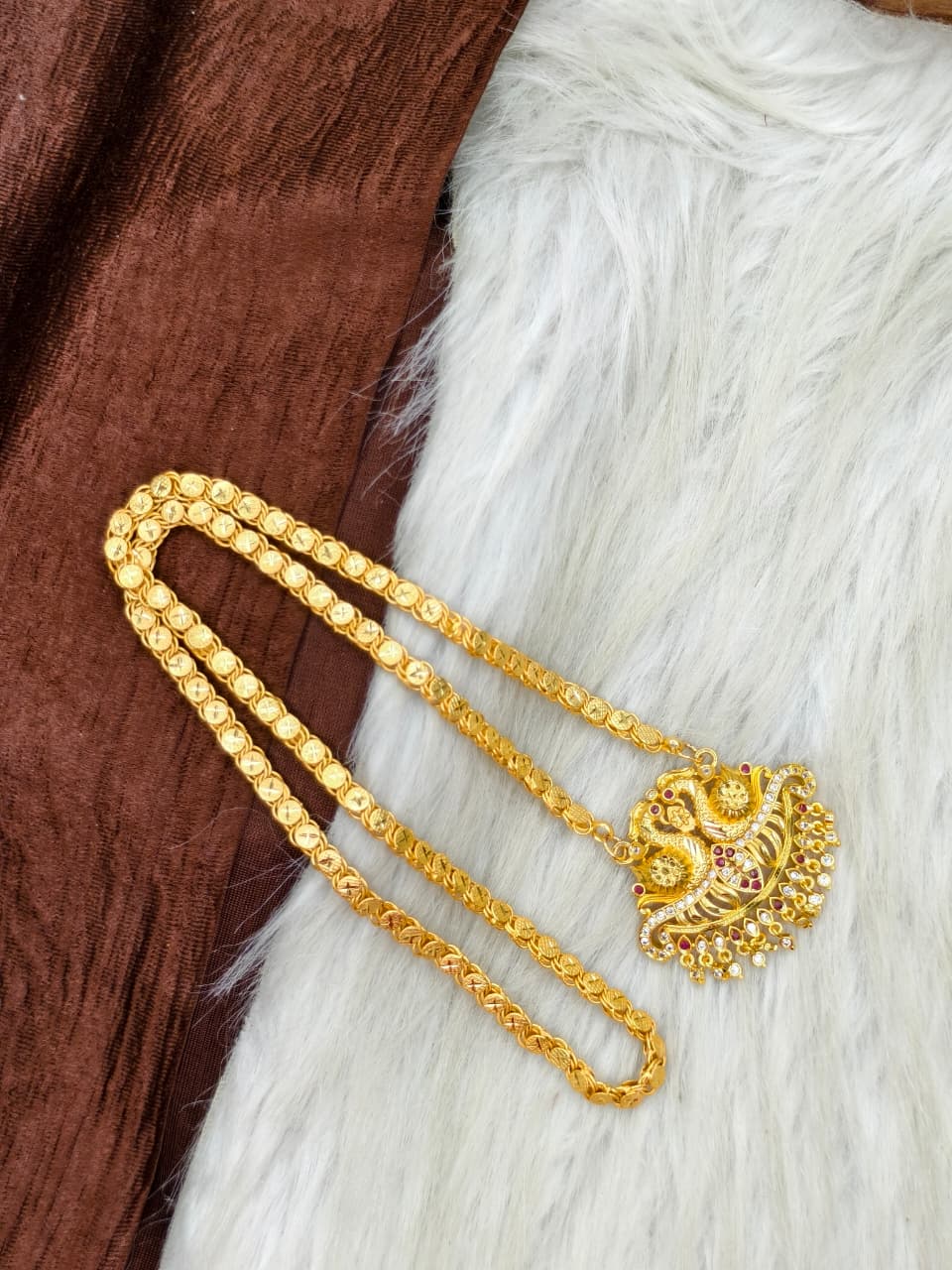 ✨Stone Dollar Matte Finish Chain – Gold Plated Jewellery for Women✨