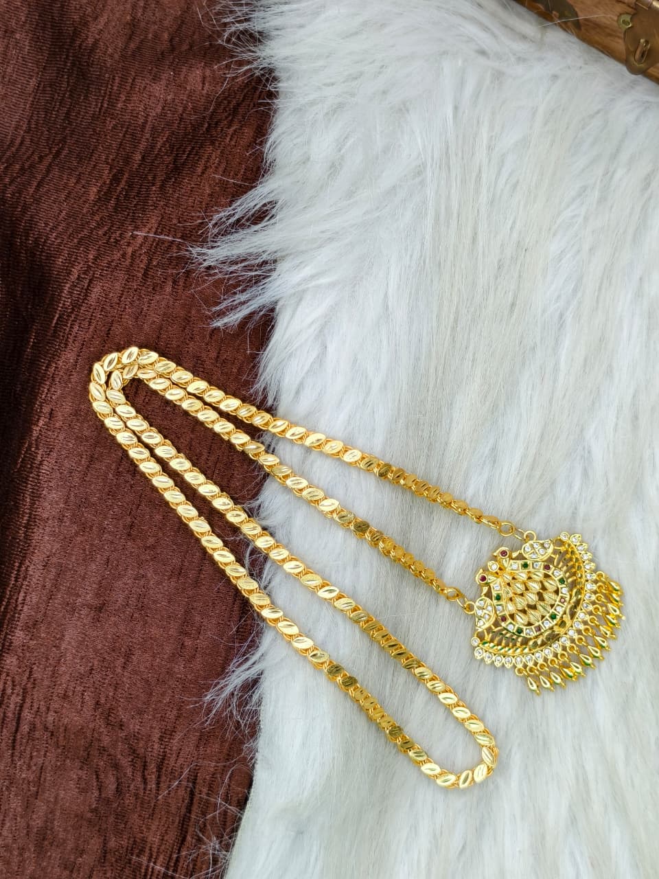 ✨Stone Dollar Matte Finish Chain – Gold Plated Jewellery for Women✨