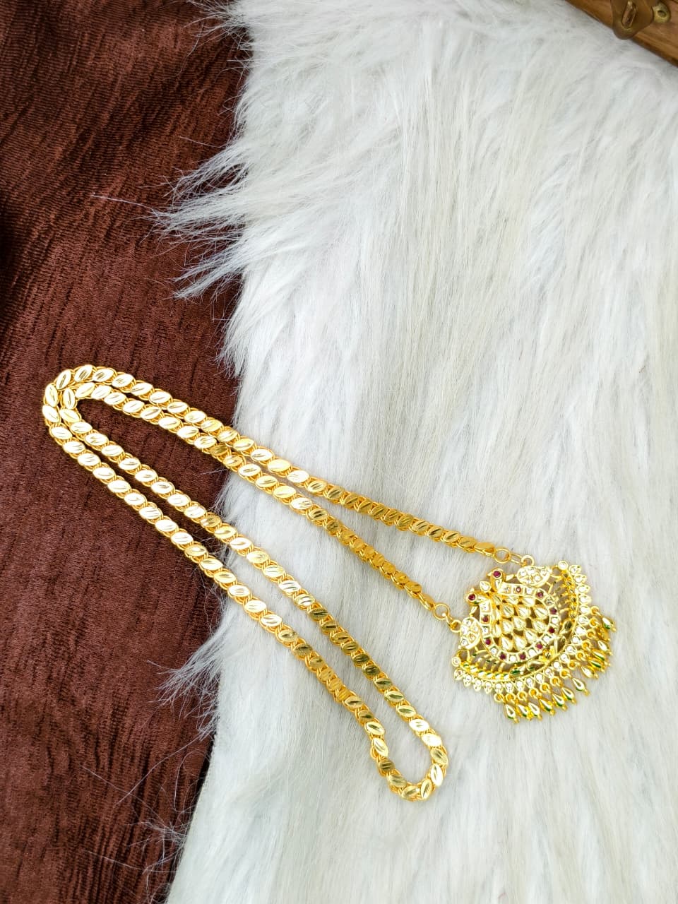 ✨Stone Dollar Matte Finish Chain – Gold Plated Jewellery for Women✨