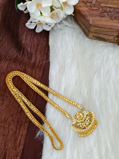✨ Stone Dollar Matte Finish Chain – Gold Plated Jewellery for Women✨