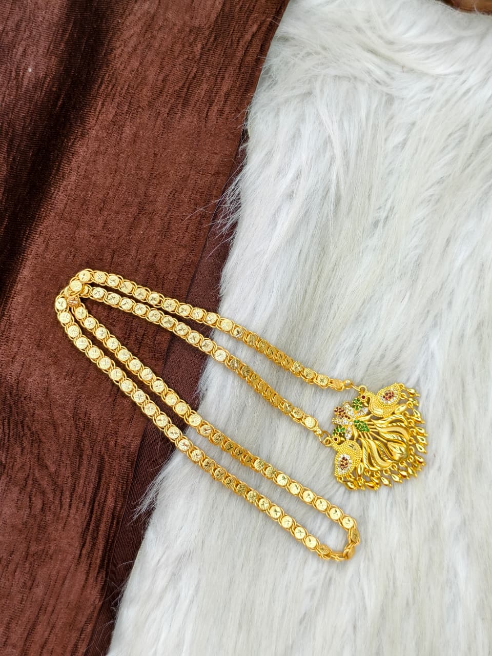 ✨Stone Dollar Matte Finish Chain – Gold Plated Jewellery for Women✨