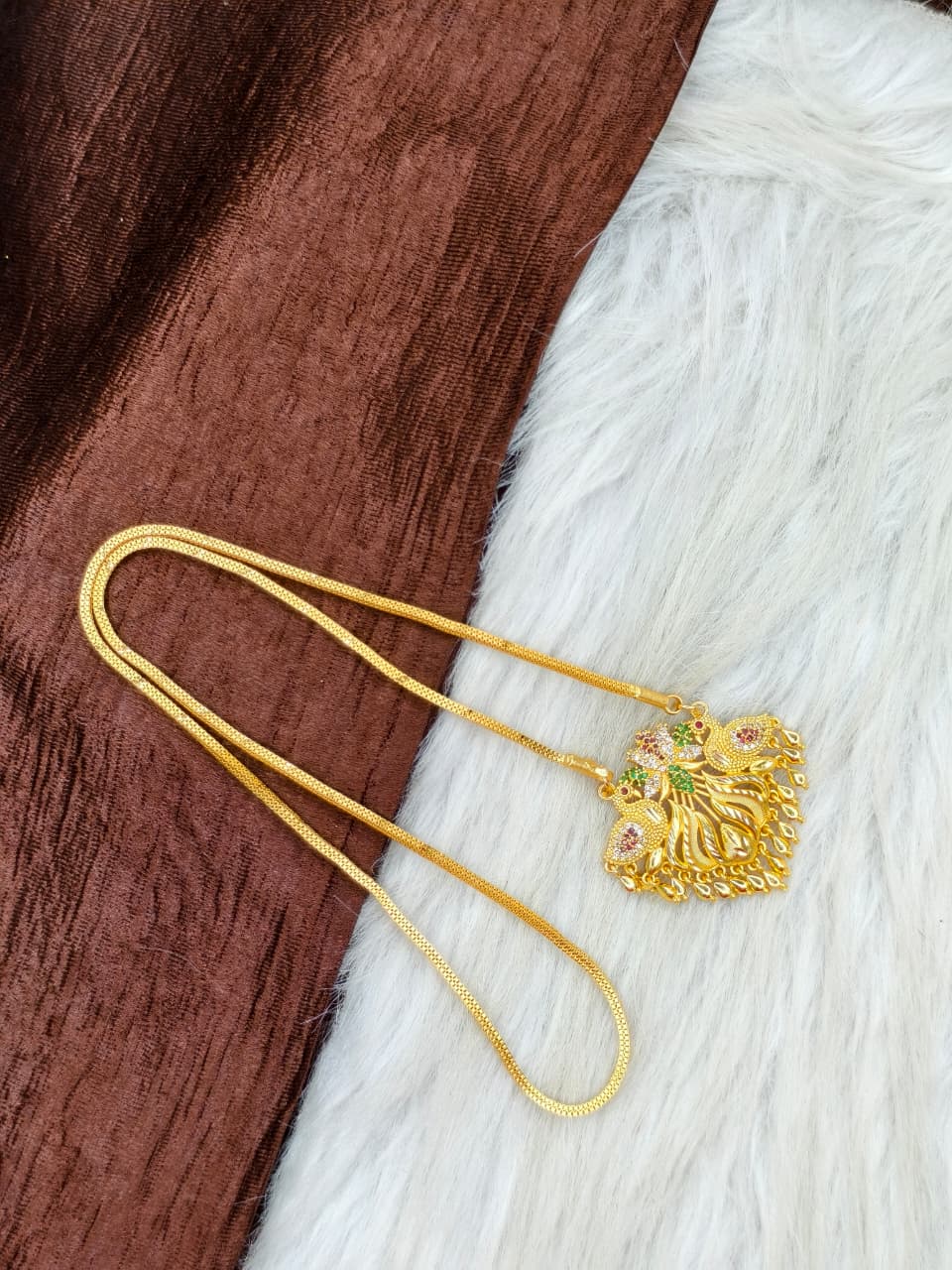 ✨Stone Dollar Matte Finish Chain – Gold Plated Jewellery for Women✨