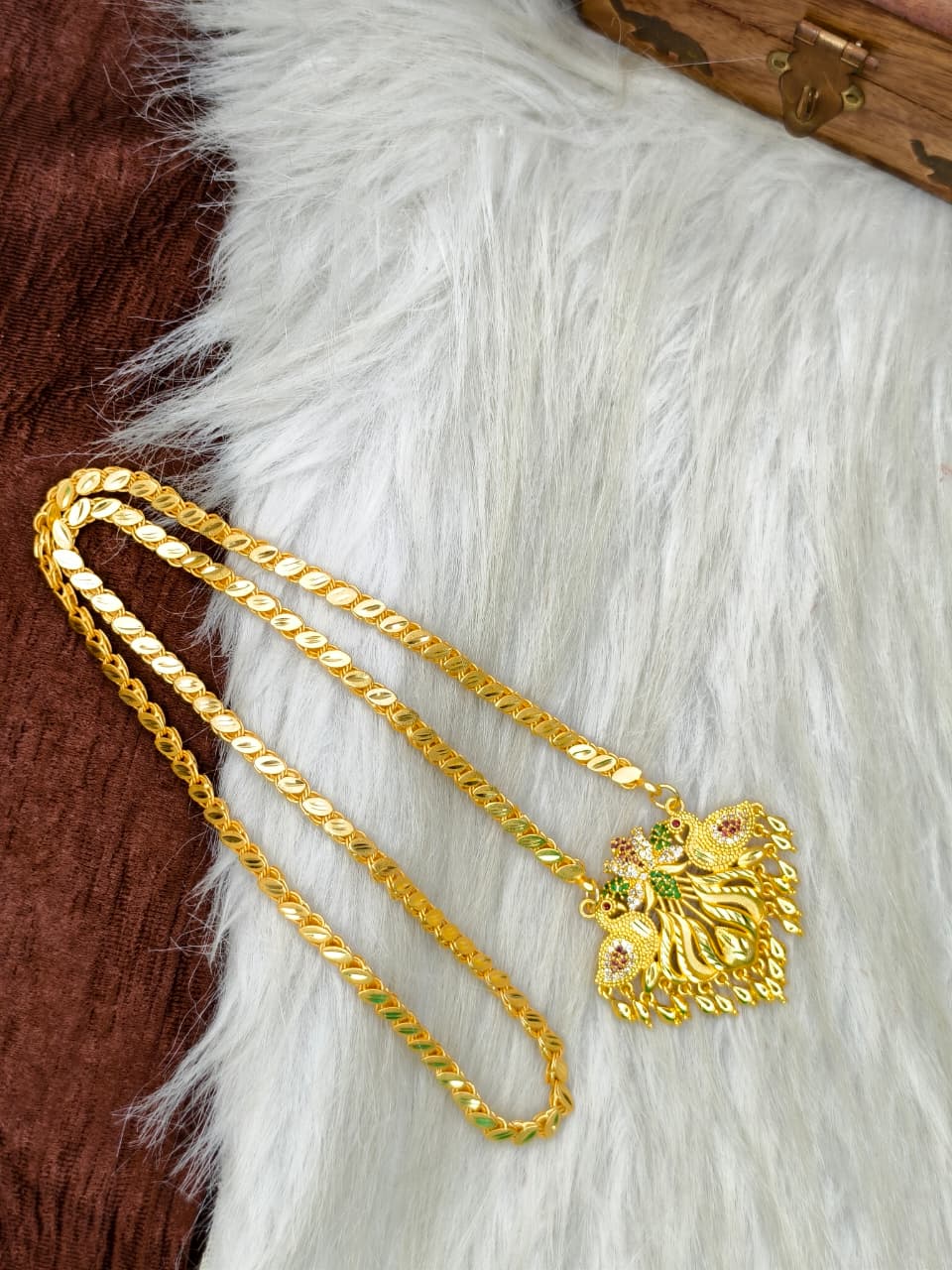 ✨Stone Dollar Matte Finish Chain – Gold Plated Jewellery for Women✨